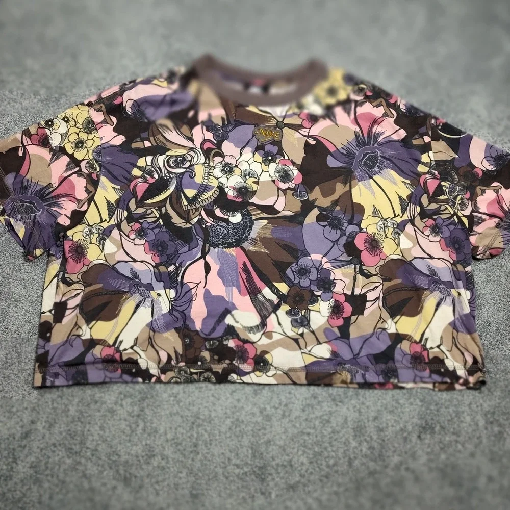 Nike Womens XXL Floral Print Graphic Tee Top Casual Athletic Dri-FIT DC5503-004